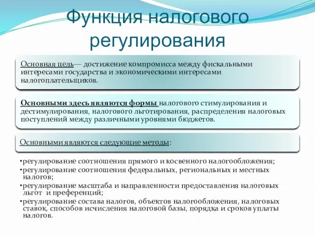 Функция налогового регулирования