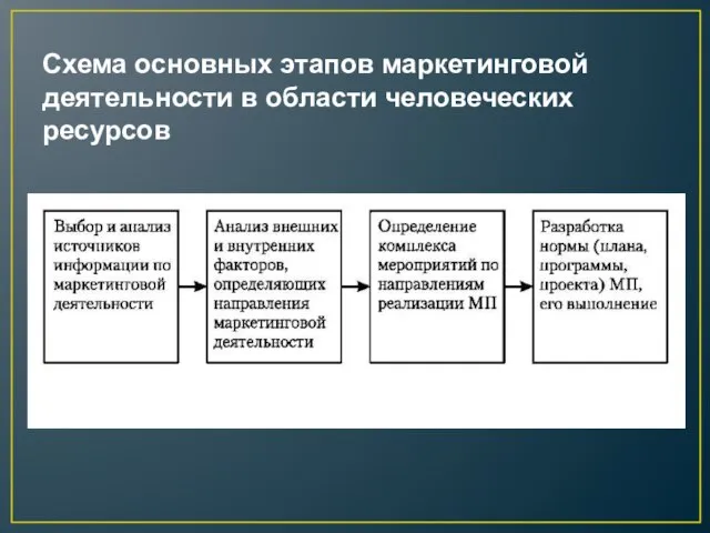 Схема основных этапов маркетинговой деятельности в области человеческих ресурсов