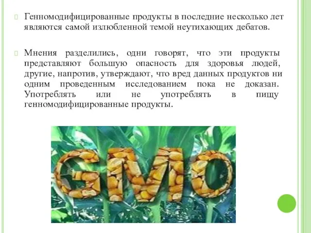 Генномодифицированные продукты в последние несколько лет являются самой излюбленной темой неутихающих