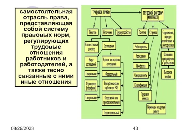 08/29/2023 самостоятельная отрасль права, представляющая собой систему правовых норм, регулирующих трудовые