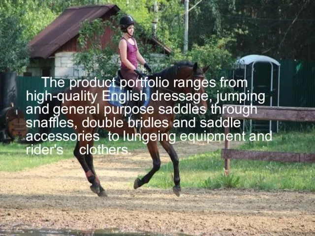 The product portfolio ranges from high-quality English dressage, jumping and general