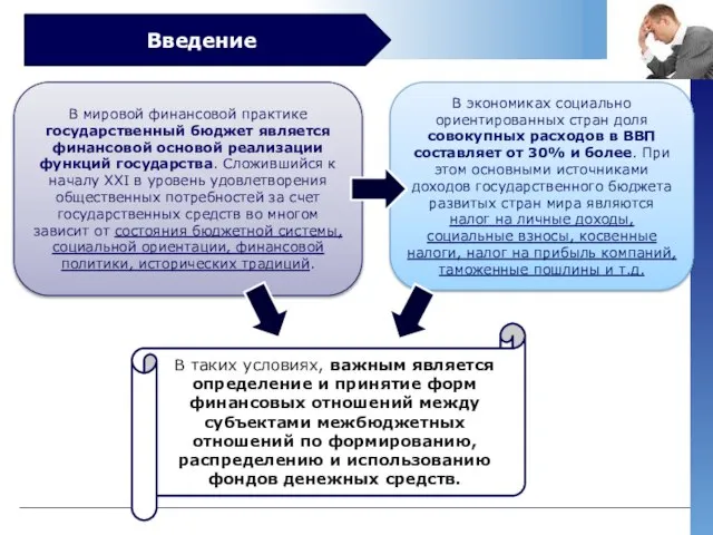 Введение В мировой финансовой практике государственный бюджет является финансовой основой реализации