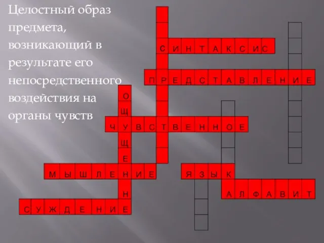 Целостный образ предмета, возникающий в результате его непосредственного воздействия на органы чувств