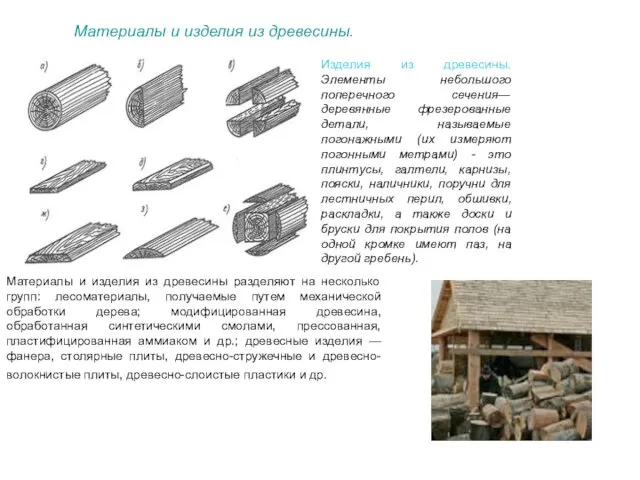 Материалы и изделия из древесины. Материалы и изделия из древесины разделяют