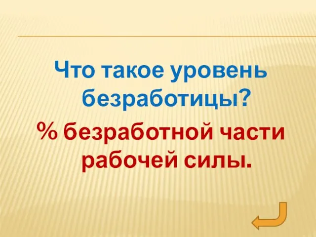 Что такое уровень безработицы? % безработной части рабочей силы.