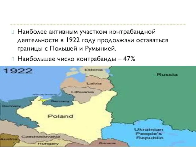 Наиболее активным участком контрабандной деятельности в 1922 году продолжали оставаться границы