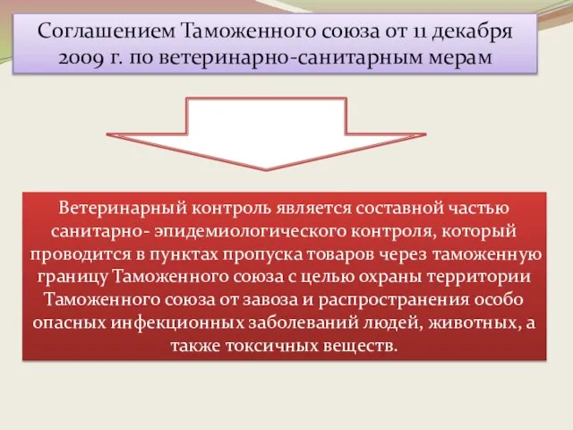 Соглашением Таможенного союза от 11 декабря 2009 г. по ветеринарно-санитарным мерам