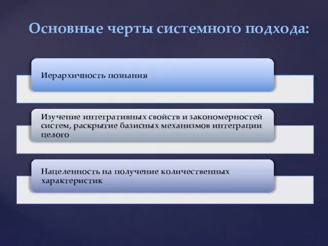 Основные черты системного подхода: