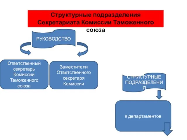 Структурные подразделения Секретариата Комиссии Таможенного союза Ответственный секретарь Комиссии Таможенного союза