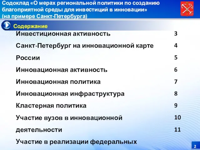 Инвестиционная активность Санкт-Петербург на инновационной карте России Инновационная активность Инновационная политика