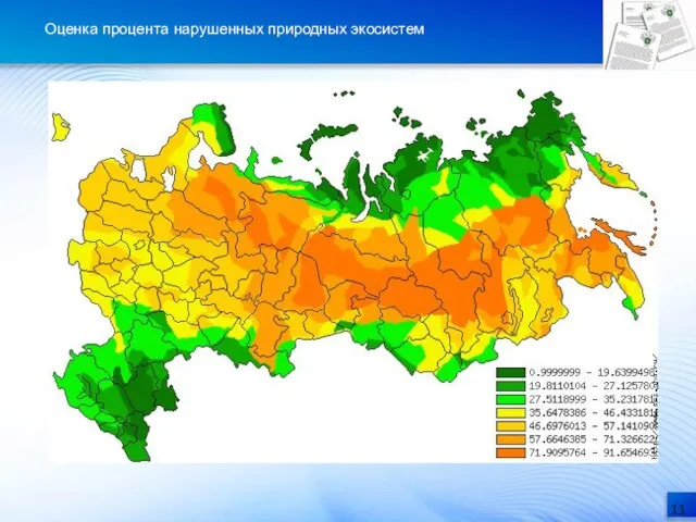 Оценка процента нарушенных природных экосистем