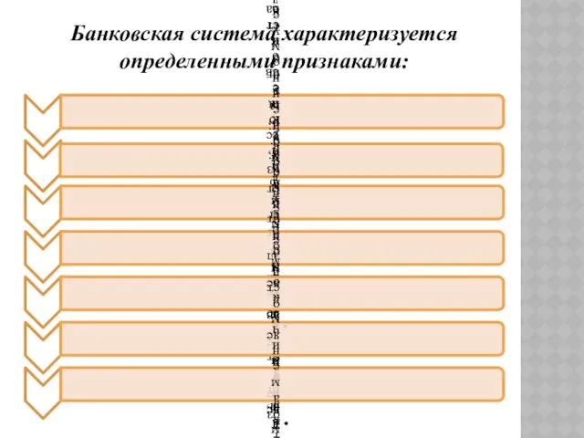 Банковская система характеризуется определенными признаками: