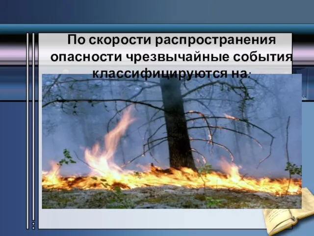 По скорости распространения опасности чрезвычайные события классифицируются на: