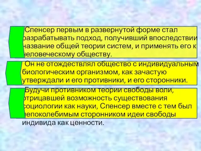 Спенсер первым в развернутой форме стал разрабатывать подход, получивший впоследствии название