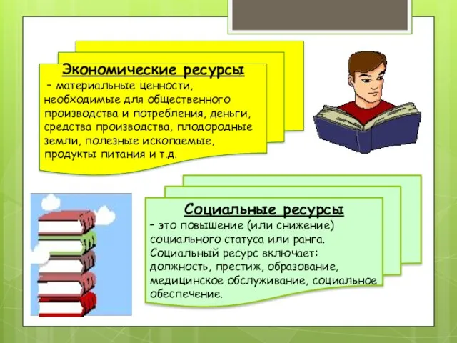 Экономические ресурсы – материальные ценности, необходимые для общественного производства и потребления,