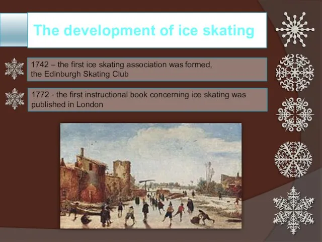 The development of ice skating 1742 – the first ice skating