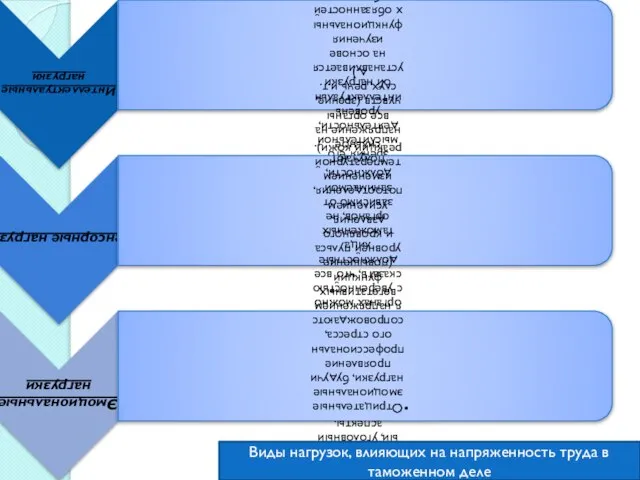 Виды нагрузок, влияющих на напряженность труда в таможенном деле