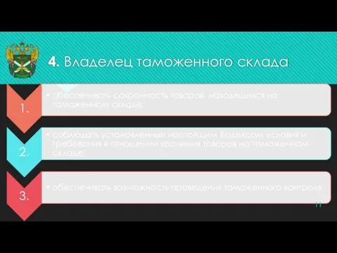 4. Владелец таможенного склада