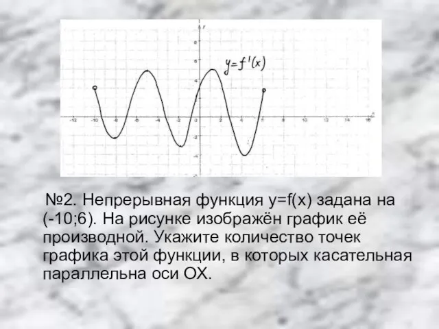 №2. Непрерывная функция y=f(x) задана на (-10;6). На рисунке изображён график