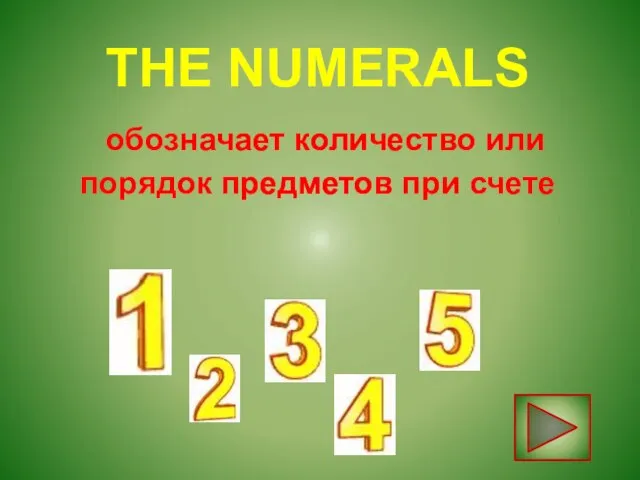 The Numerals обозначает количество или порядок предметов при счете