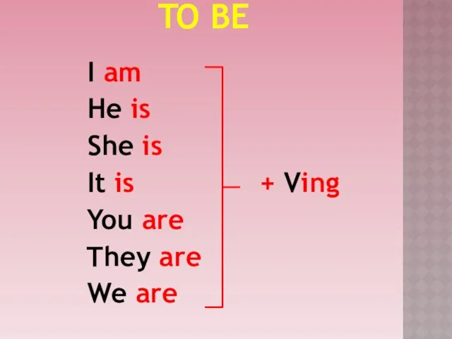 TO BE I am He is She is It is +