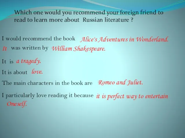 Which one would you recommend your foreign friend to read to