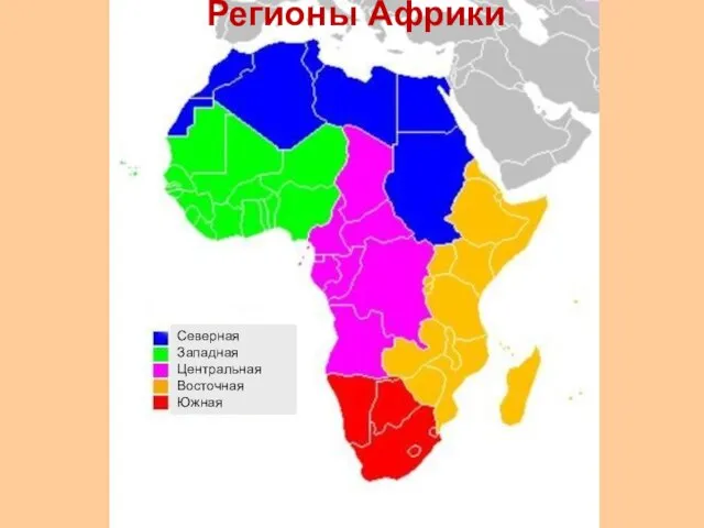 Регионы Африки Северная Западная Центральная Восточная Южная