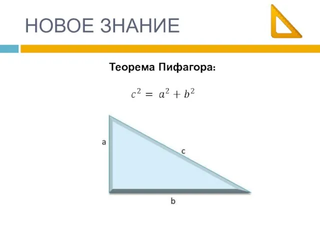 НОВОЕ ЗНАНИЕ Теорема Пифагора: