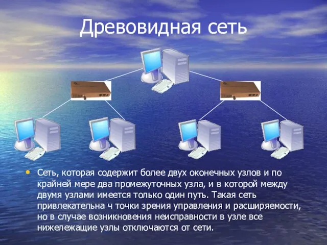 Древовидная сеть Сеть, которая содержит более двух оконечных узлов и по