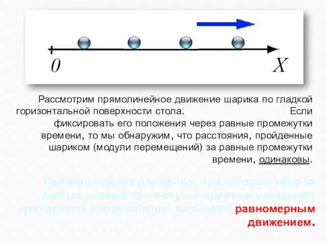 Прямолинейное движение, при котором тело за любые равные промежутки времени совершает