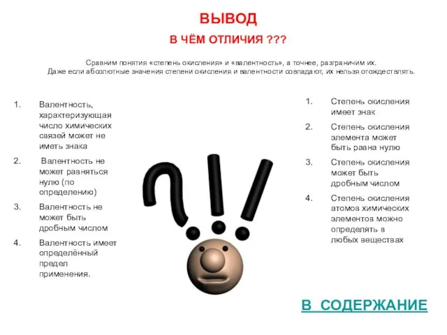 ВЫВОД В ЧЁМ ОТЛИЧИЯ ??? Валентность, характеризующая число химических связей может