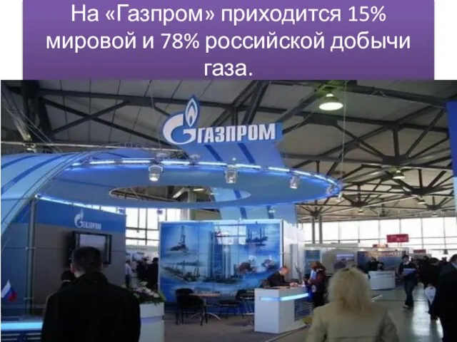 На «Газпром» приходится 15% мировой и 78% российской добычи газа.