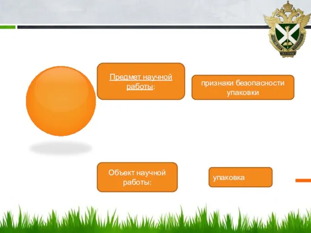 признаки безопасности упаковки Предмет научной работы: Объект научной работы: упаковка