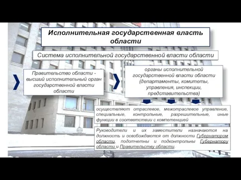 Исполнительная государственная власть области Система исполнительной государственной власти области Правительство области