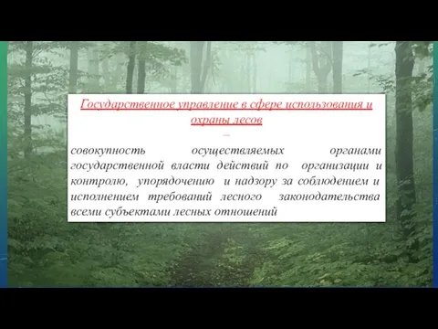 Государственное управление в сфере использования и охраны лесов – совокупность осуществляемых