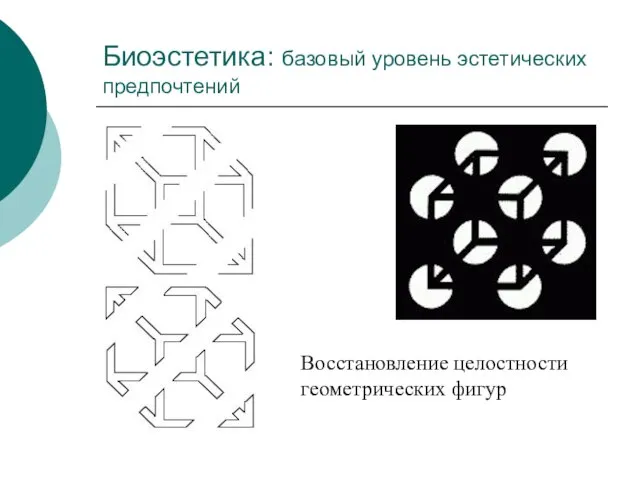 Биоэстетика: базовый уровень эстетических предпочтений Восстановление целостности геометрических фигур