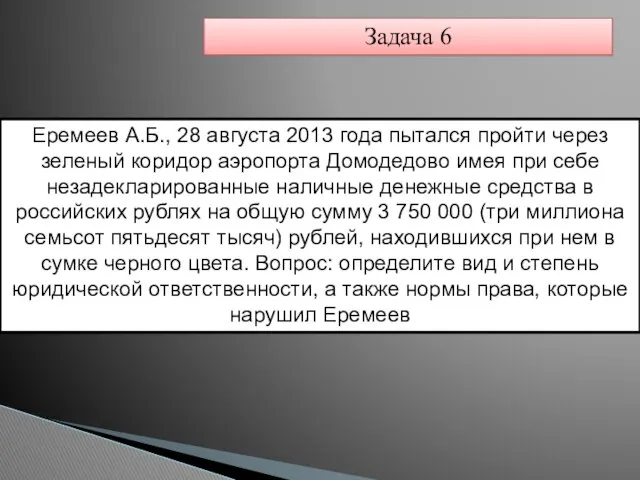 Еремеев А.Б., 28 августа 2013 года пытался пройти через зеленый коридор