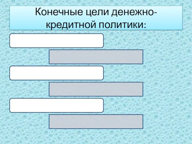 Конечные цели денежно-кредитной политики: