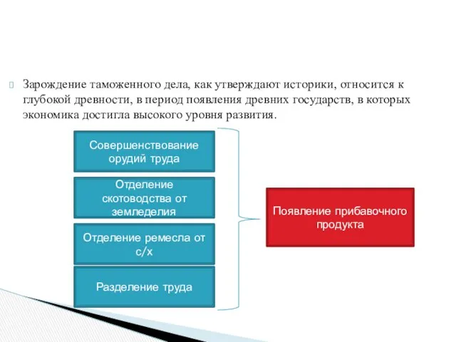 Зарождение таможенного дела, как утверждают историки, относится к глубокой древности, в