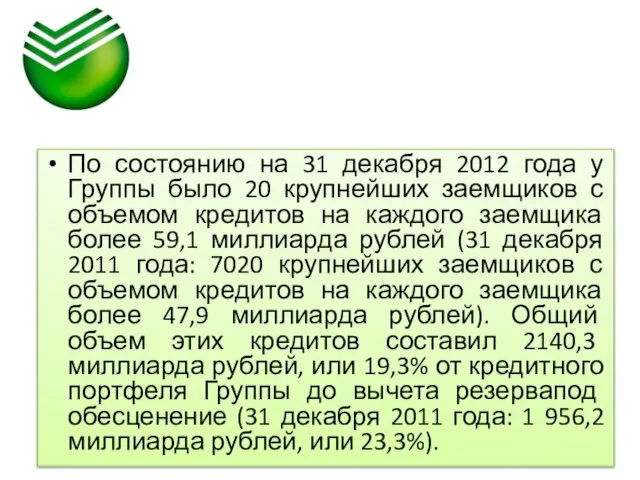 По состоянию на 31 декабря 2012 года у Группы было 20