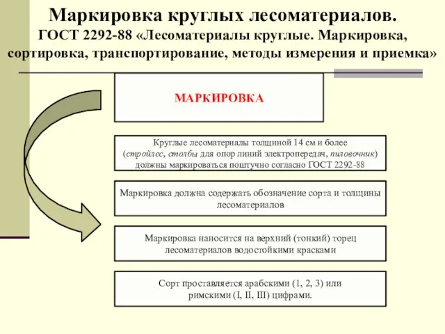 Маркировка круглых лесоматериалов. ГОСТ 2292-88 «Лесоматериалы круглые. Маркировка, сортировка, транспортирование, методы