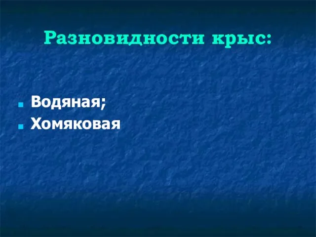 Разновидности крыс: Водяная; Хомяковая