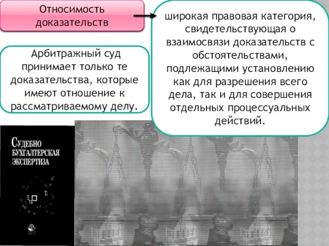 Относимость доказательств Арбитражный суд принимает только те доказательства, которые имеют отношение