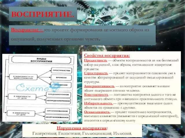 Восприятие – это процесс формирования целостного образа из ощущений, полученных органами