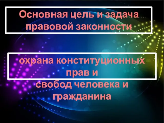 Основная цель и задача правовой законности охрана конституционных прав и свобод человека и гражданина