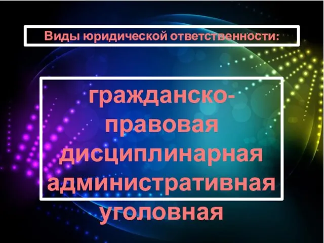 Виды юридической ответственности: гражданско-правовая дисциплинарная административная уголовная