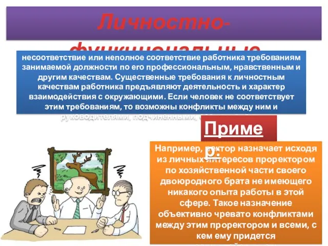 Личностно-функциональные несоответствие или неполное соответствие работника требованиям занимаемой должности по его