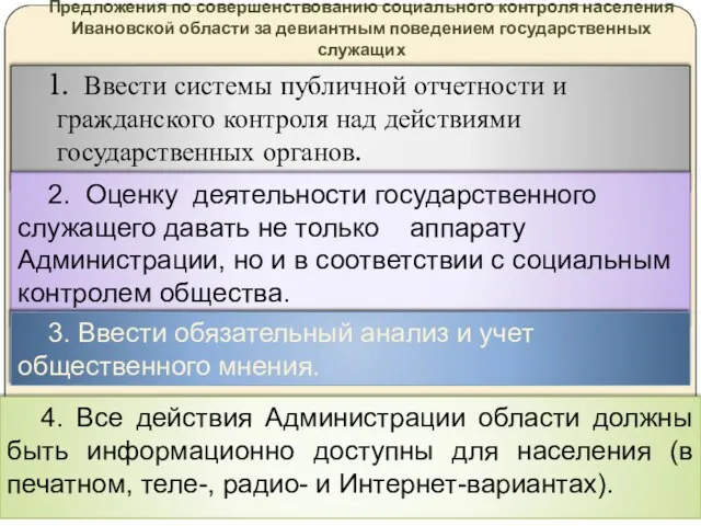 Предложения по совершенствованию социального контроля населения Ивановской области за девиантным поведением