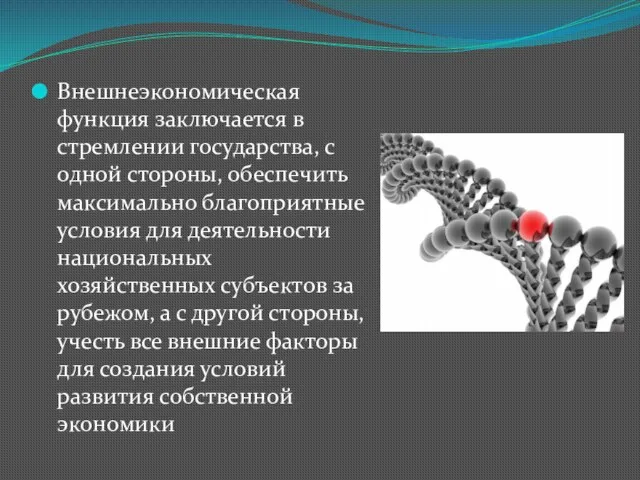 Внешнеэкономическая функция заключается в стремлении государства, с одной стороны, обеспечить максимально