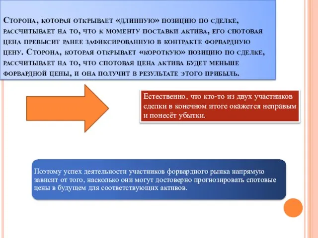 Сторона, которая открывает «длинную» позицию по сделке, рассчитывает на то, что
